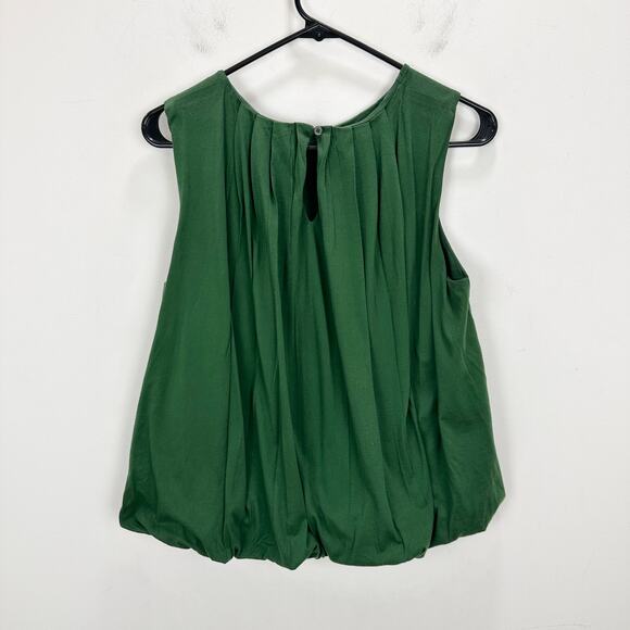 Madewell Sleeveless Crewneck Bubble Top Cotton Pleated Draped Green Small NWT - Picture 9 of 13